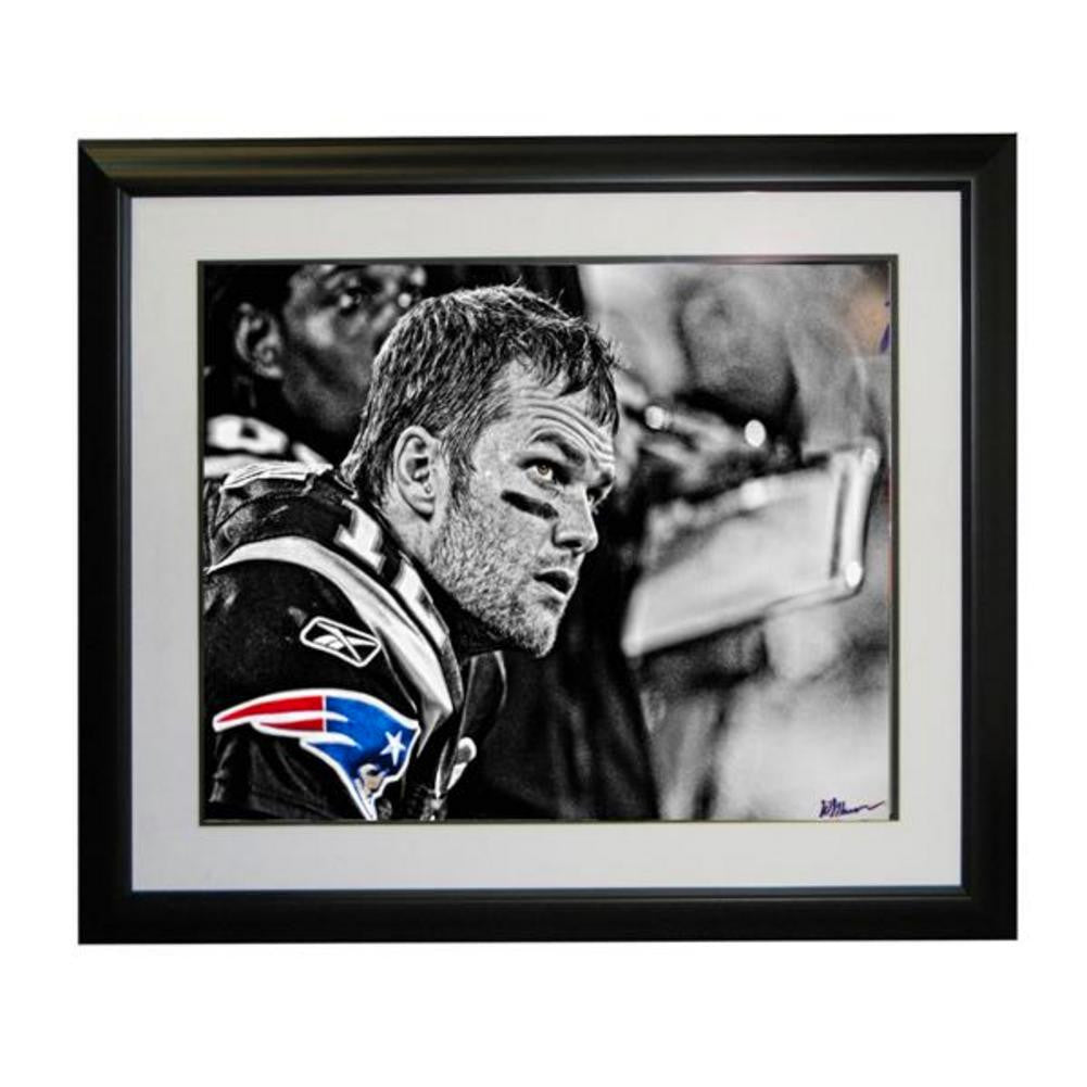 Tom Brady On Bench Head Shot 20x24 Framed Photo