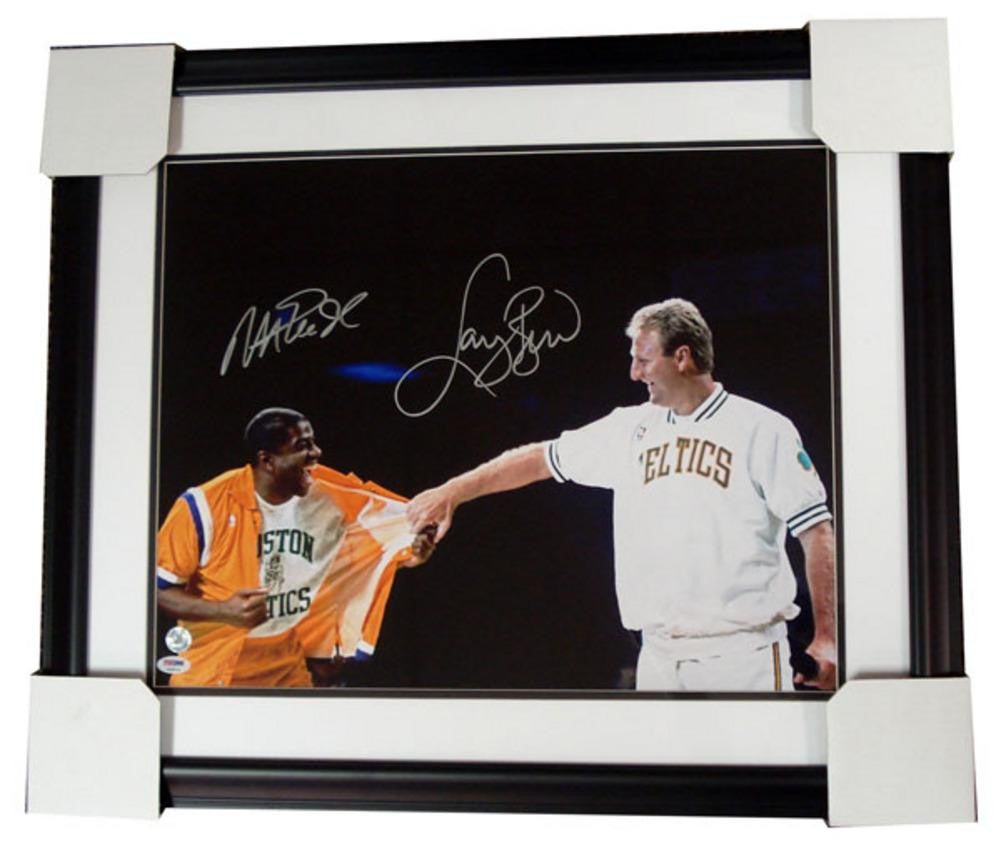 Retirement Night Shot, Bird Ripping Magic's Warm Up Jacket Off Revealing A Celtics T-shirt.