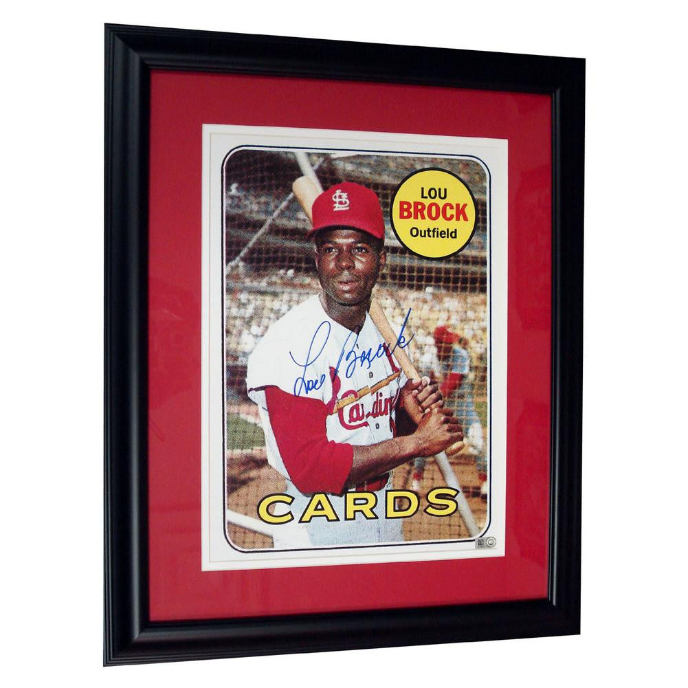 1969 Autographed Lou Brock Topps 10x14 Card