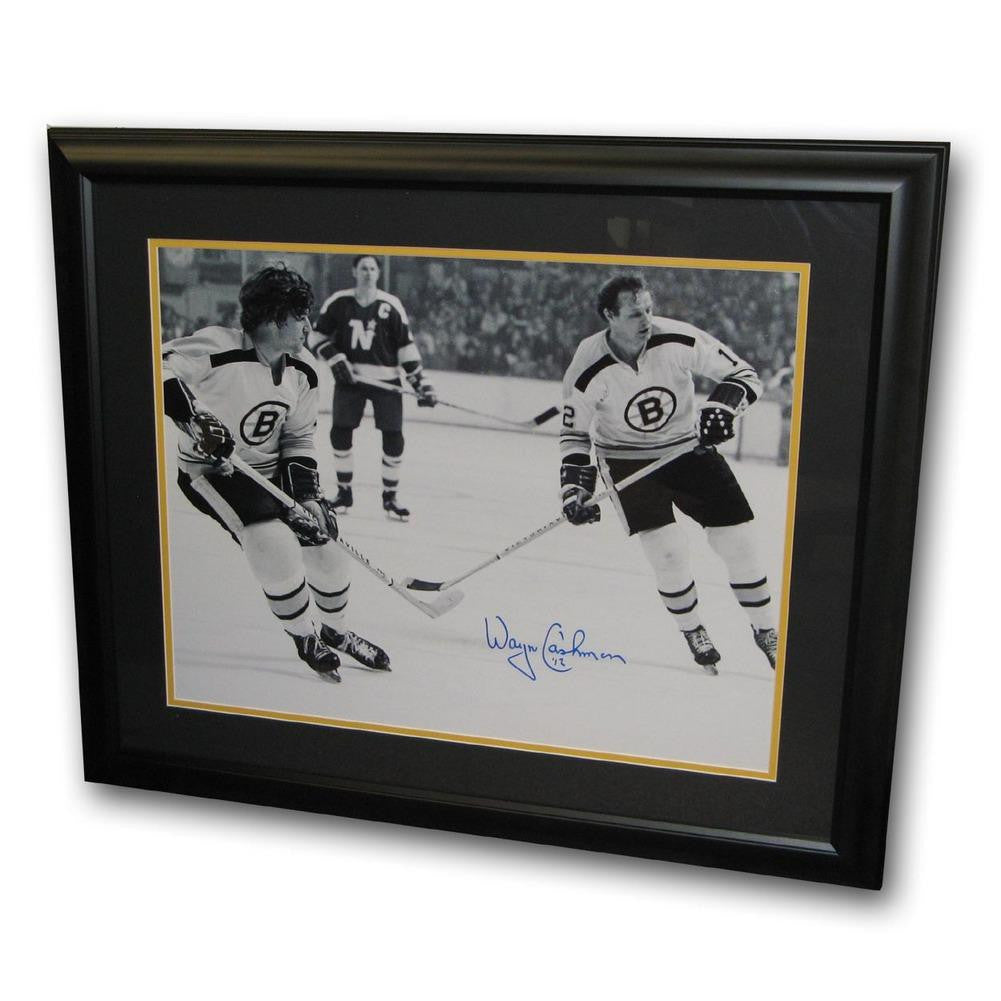 Autographed Wayne Cashman Framed 16x20 Photo.