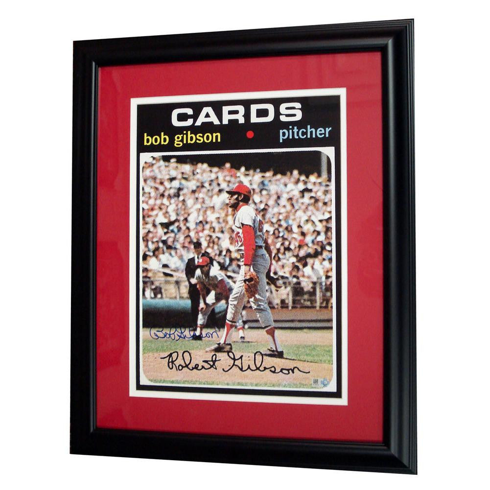 Autographed Bob Gibson 1971 Topps Baseball Card Blowup 10x14 Framed Reprint.