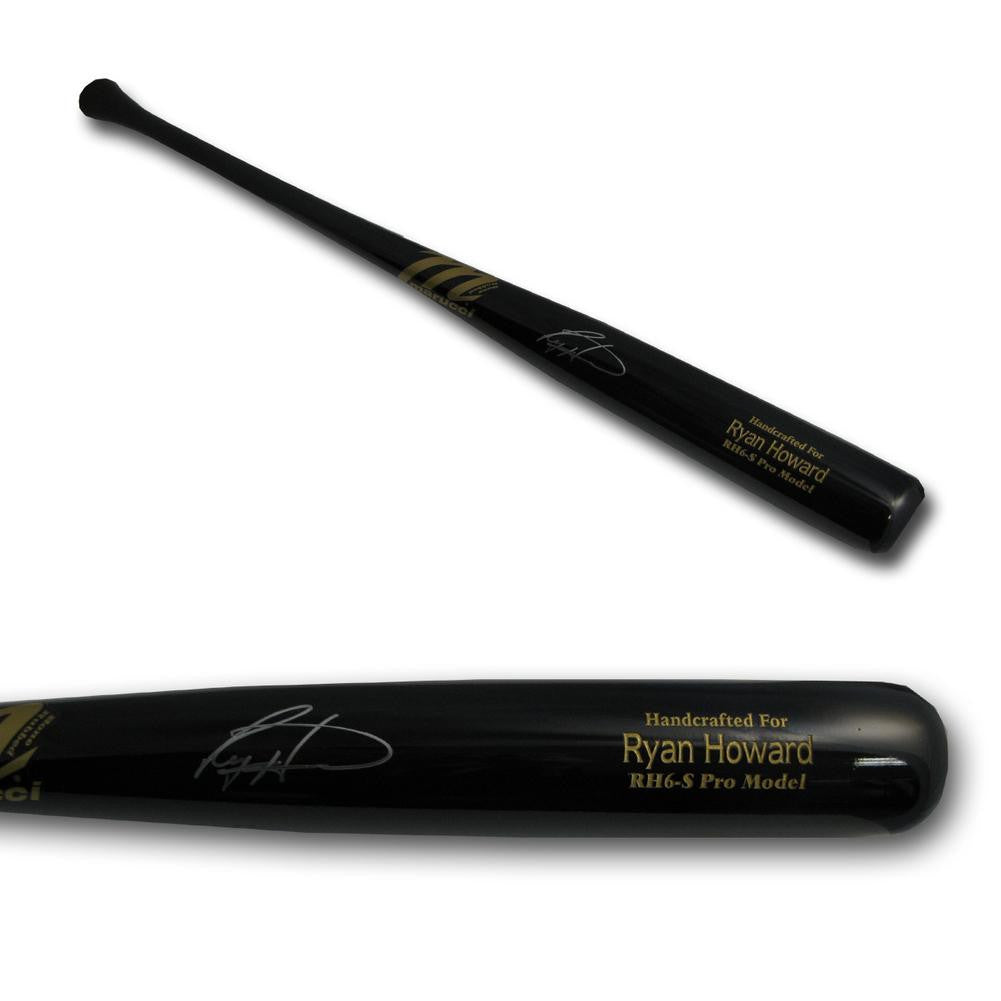Autographed Ryan Howard Game Model Black Mariucci Bat.
