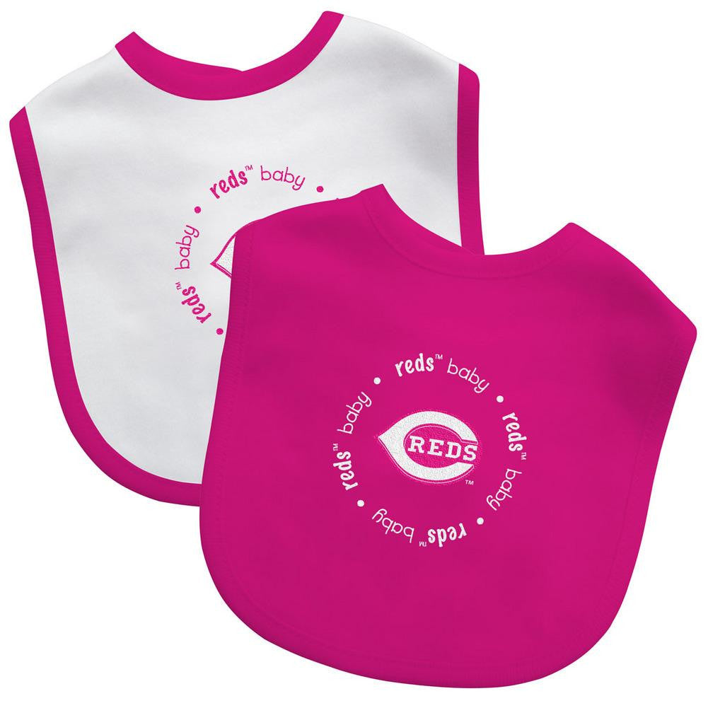 Baby Fanatic MLB Cincinnati Reds 2-Pack Pink Baby Bibs