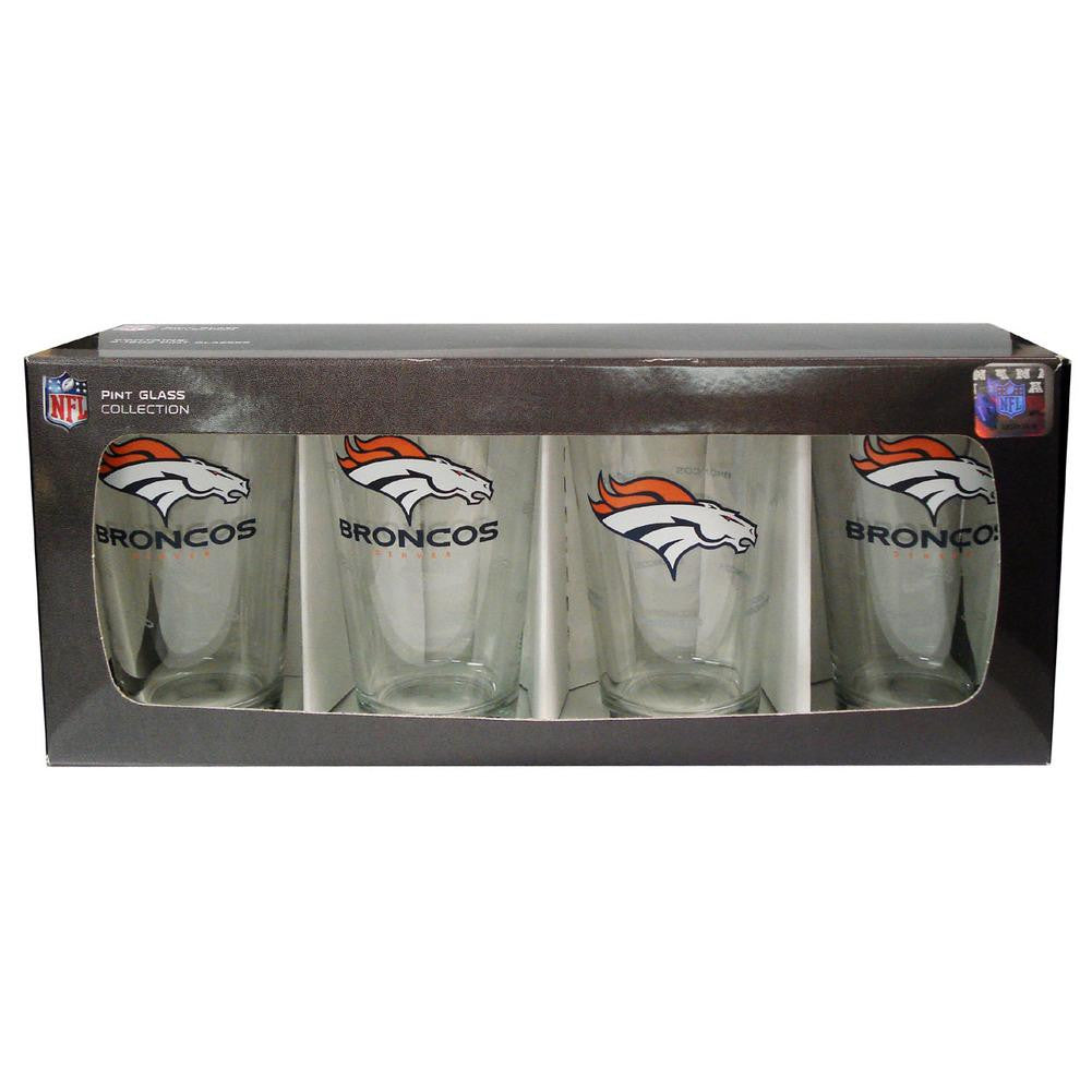 4 Pack Pint Glass NFL - Denver Broncos