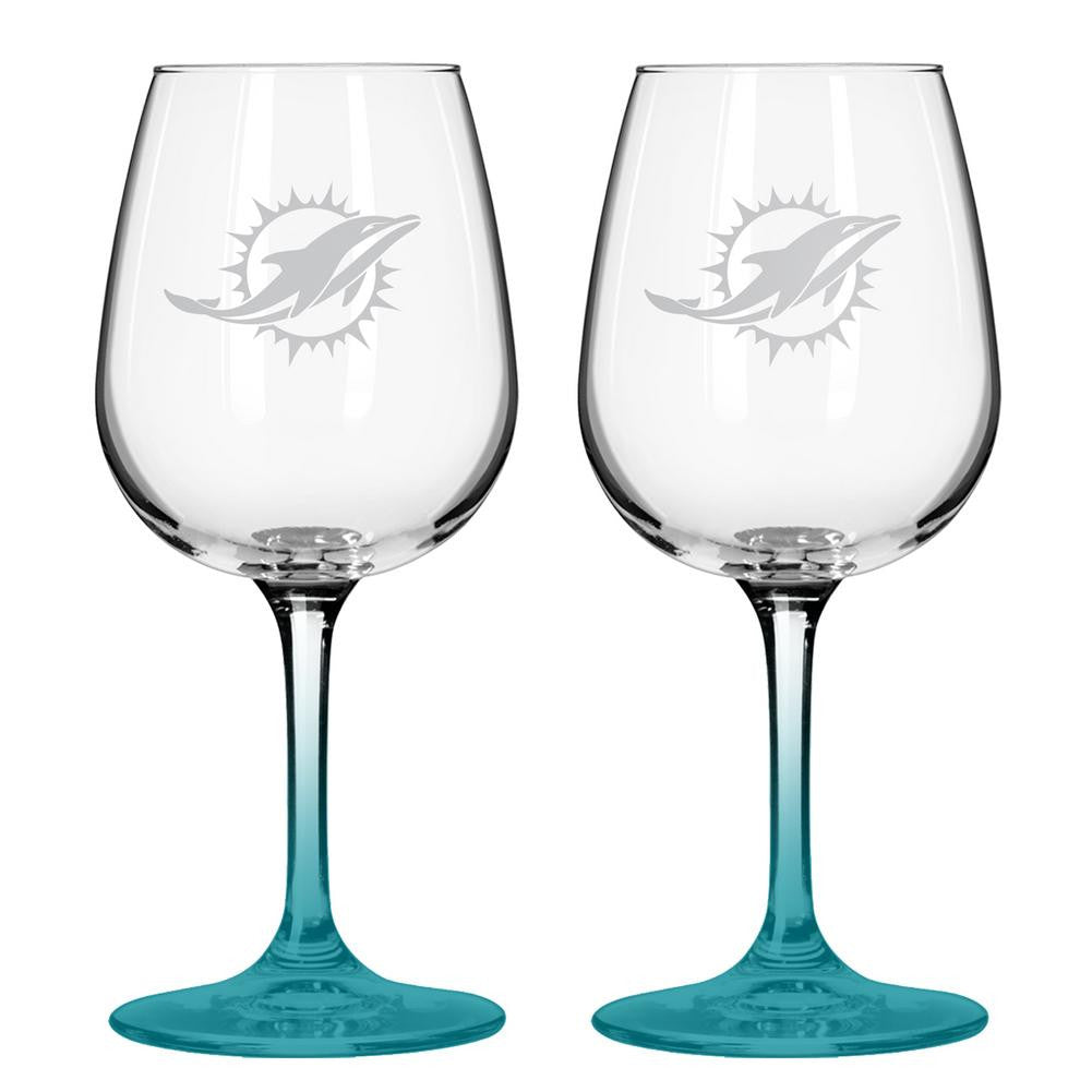 12Oz NflDolphins 2Pk Wine