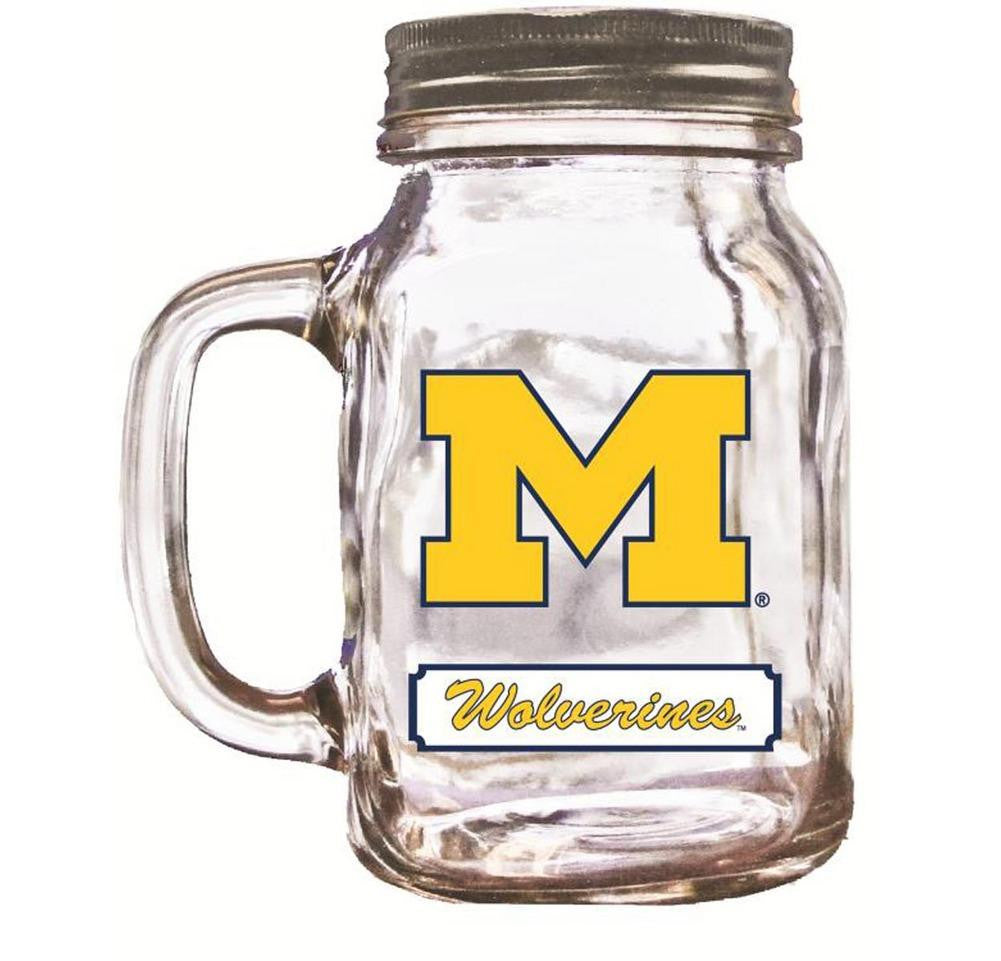 16Oz Mason Jar Michigan Wolverines