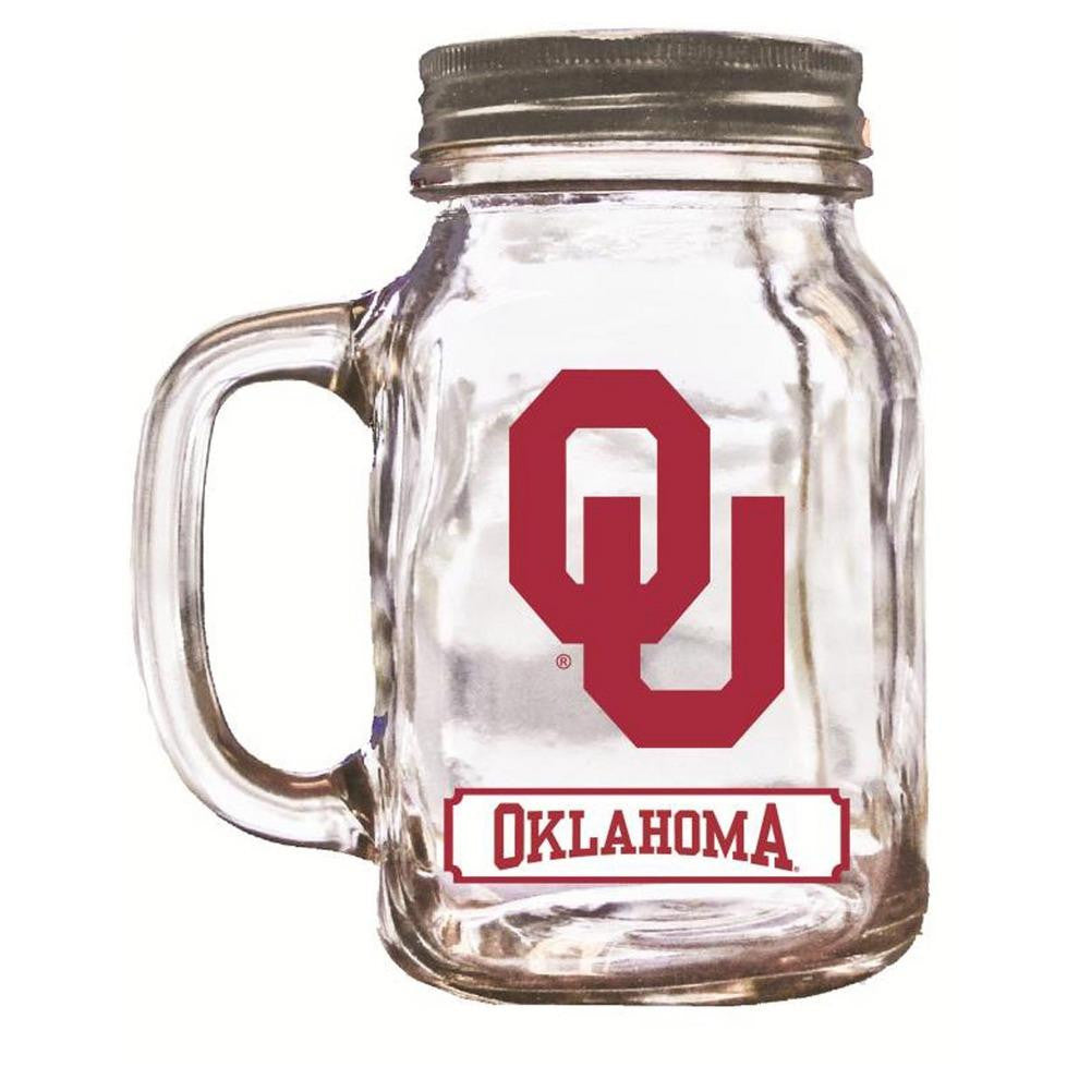 16Oz Mason Jar Oklahoma Sooners