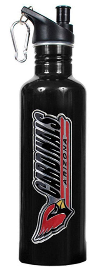 NFL Arizona Cardinals Stainless Steel Water Bottle with Pop-Up Spout  26-Ounce  Black