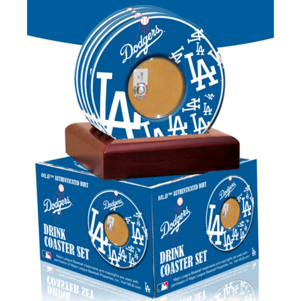 2010 Game Used Dirt In Los Angeles Dodgers Logo Set of 4 Coasters (MLB Authenticated)