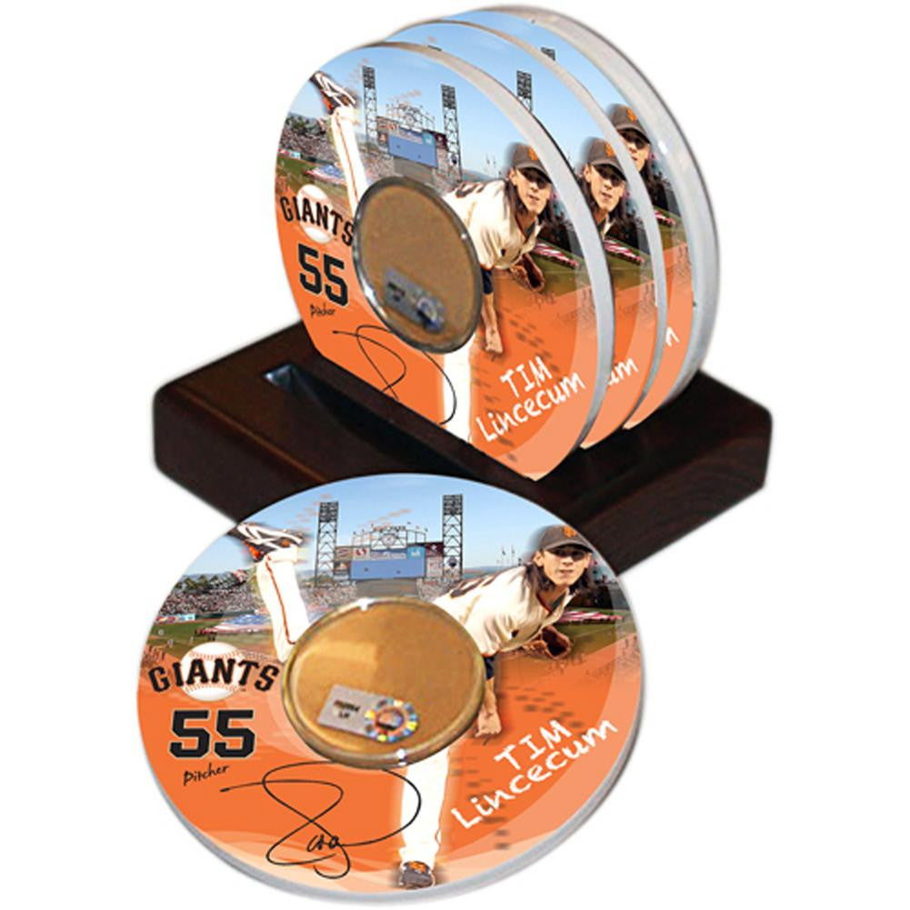 Game Used Dirt Coasters (Set of 4) - San Francisco Giants Tim Lincecum