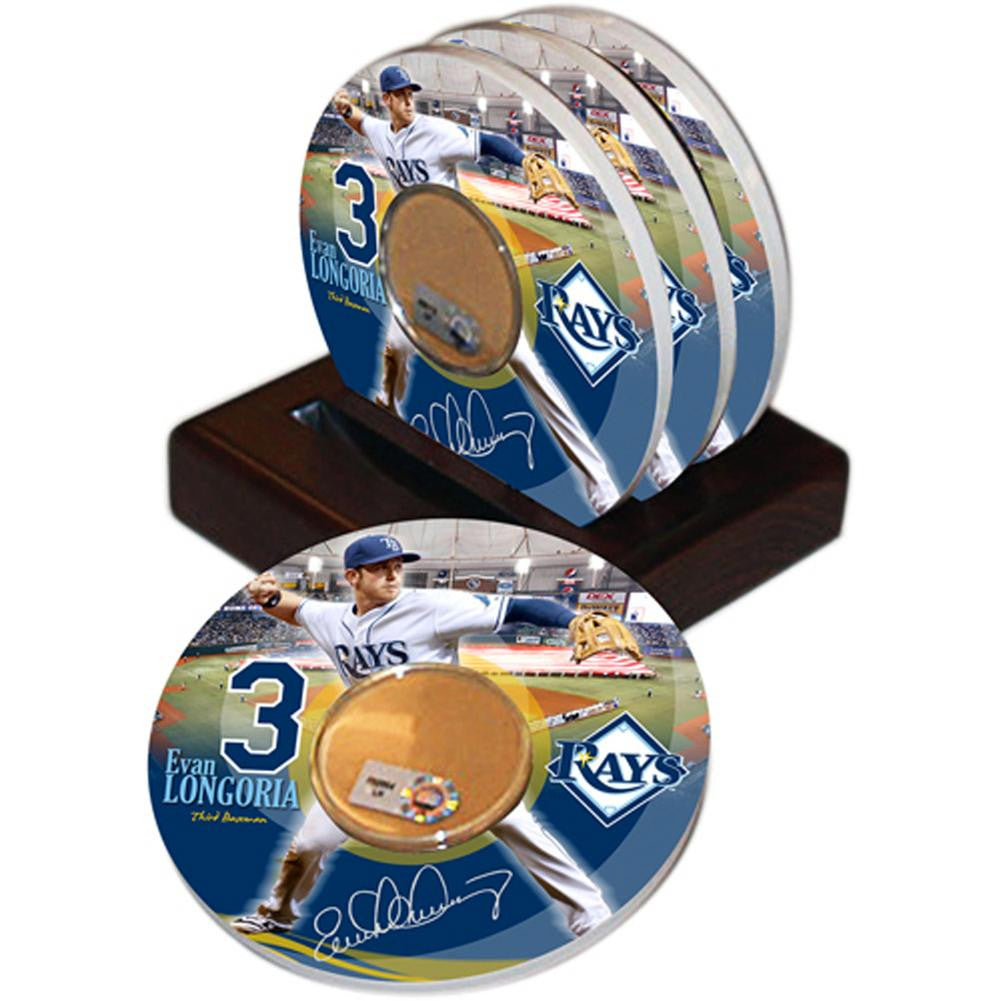 Game Used Dirt Coasters (Set of 4) - Tampa Bay Rays Evan Longoria