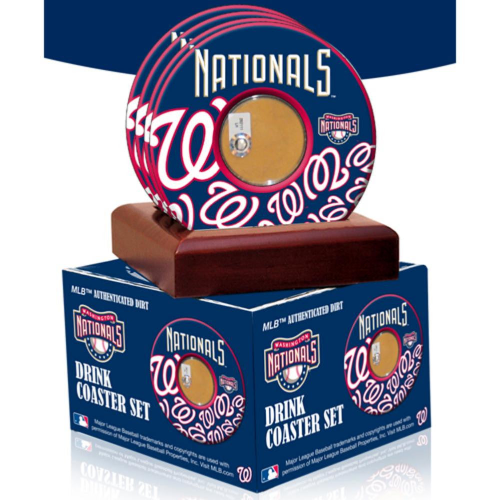 2010 Game Used Dirt In Washington Nationals Logo Set of 4 Coasters (MLB Authenticated)