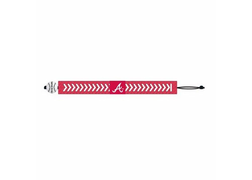Gamewear MLB Leather Wristband - Atlanta Braves (Red- White Stitch)