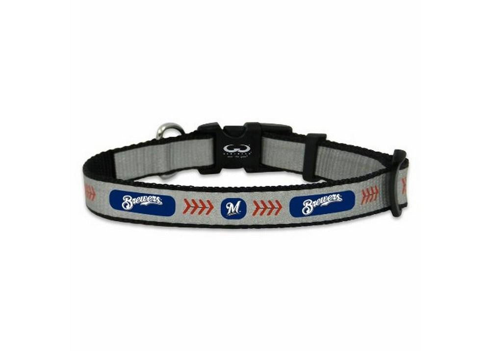 Medium- Gamewear Reflective Pet Collar- Milwaikee Brewers