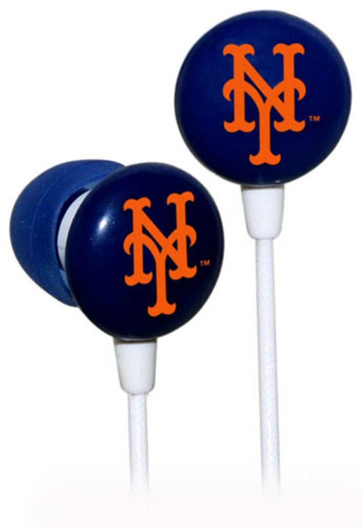 iHip MLF10169NYM MLB New York Mets Printed Ear Buds Blue-Orange