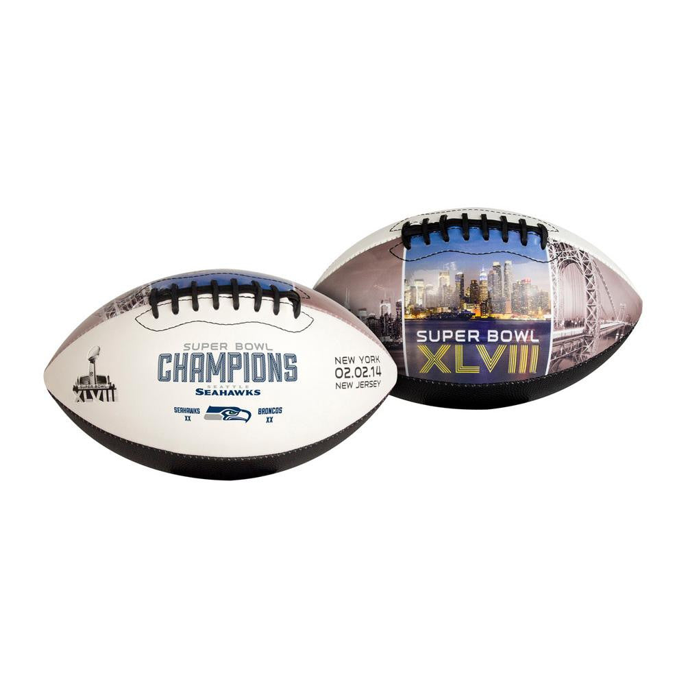Superbowl 48 Champions Full Size White panel football