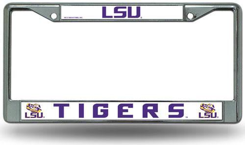 Chrome License Plate Frame - Lsu Fighting Tigers