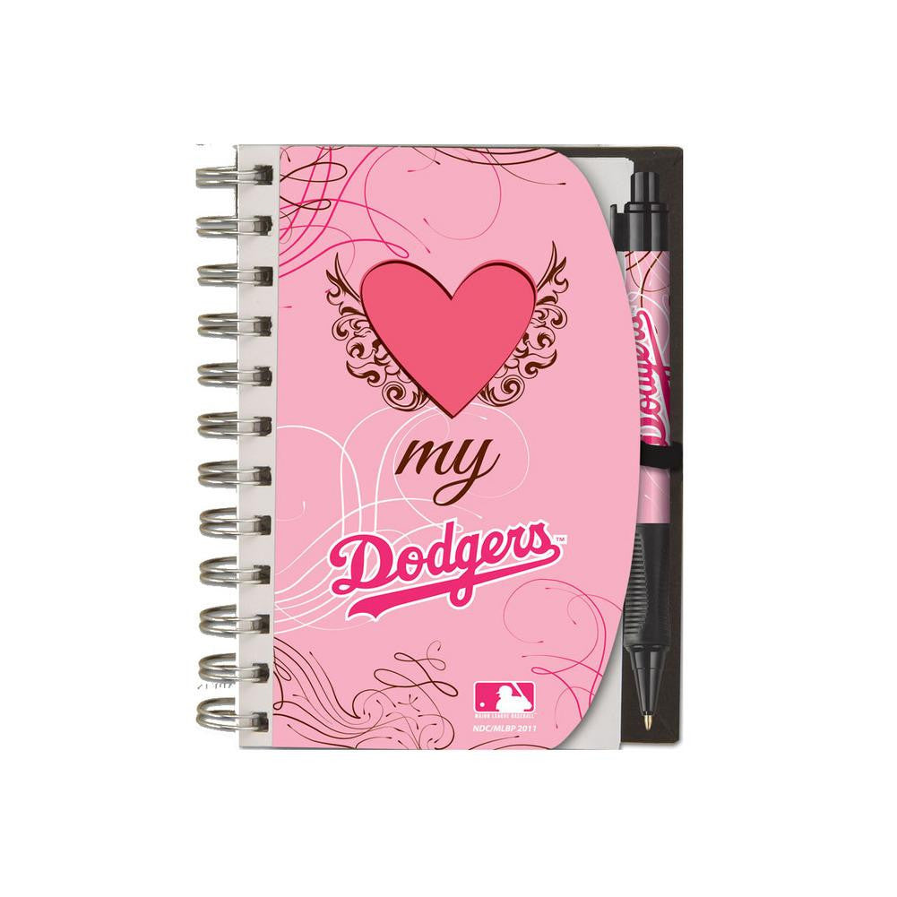 Deluxe Hardcover 4X6 Pink Notebook & Pen Set (Grip) - Los Angeles Dodgers