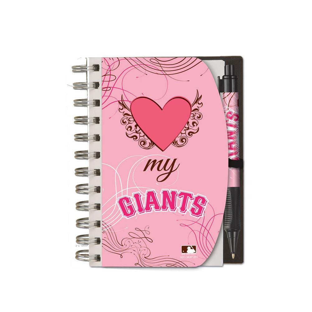 Deluxe Hardcover 4X6 Pink Notebook & Pen Set (Grip) - San Francisco Giants