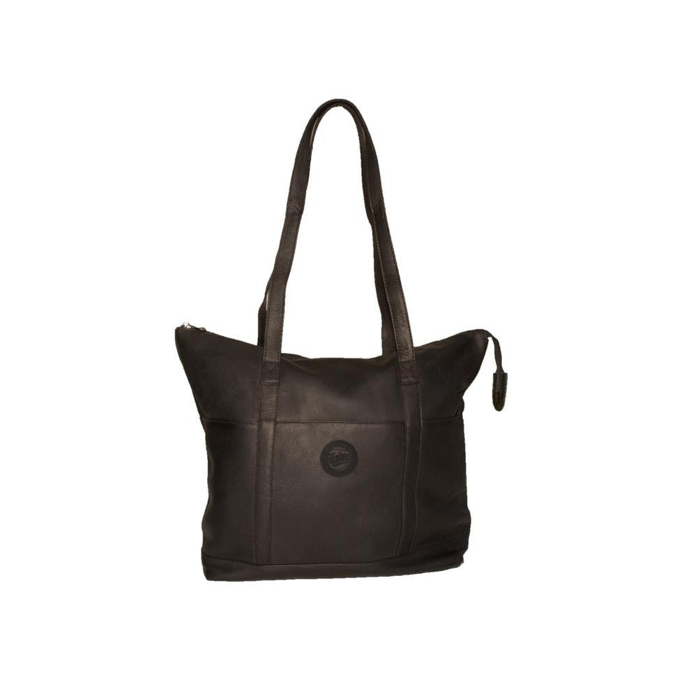 Pangea Black Leather Women's Tote - Minnesota Twins