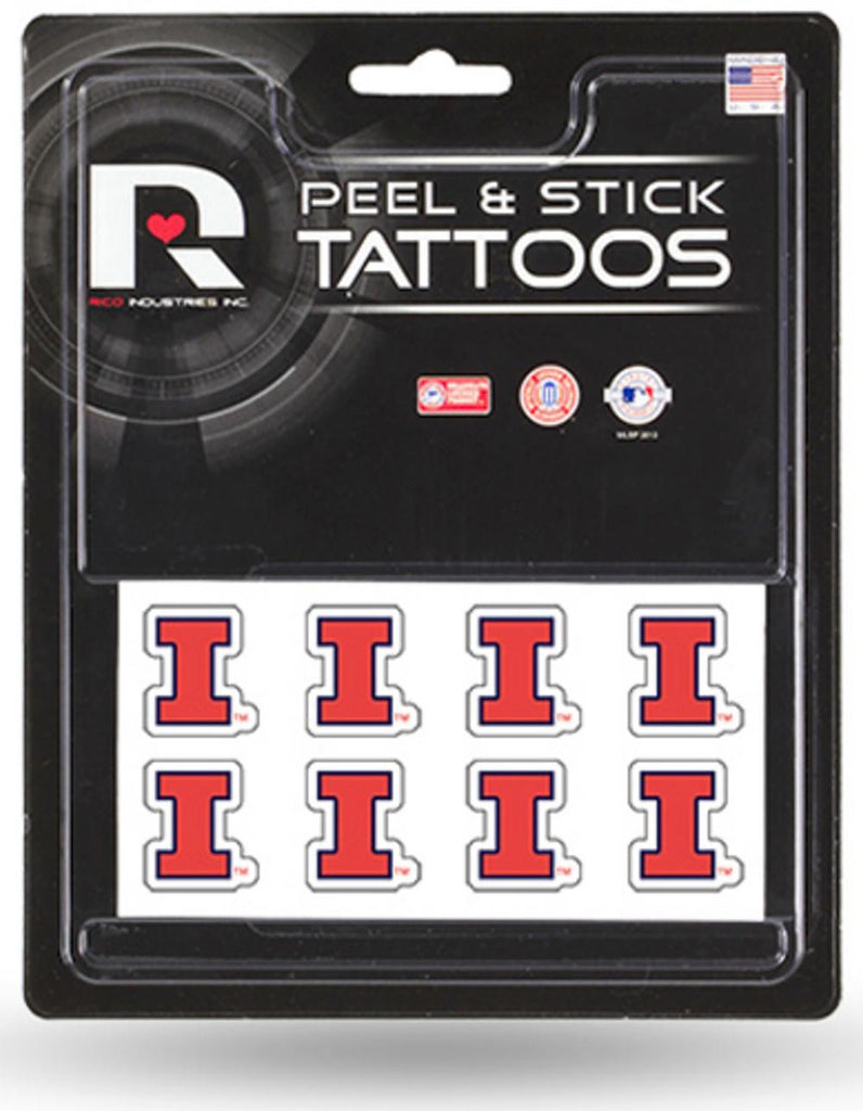 NCAA University of Illinois Fighting Illini 8 Piece Temporary Tattoos
