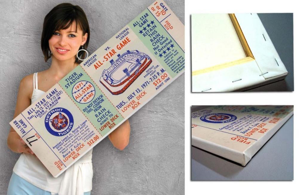 1971 All-Star Game Canvas Mega Ticket - Detroit Tigers (Host)