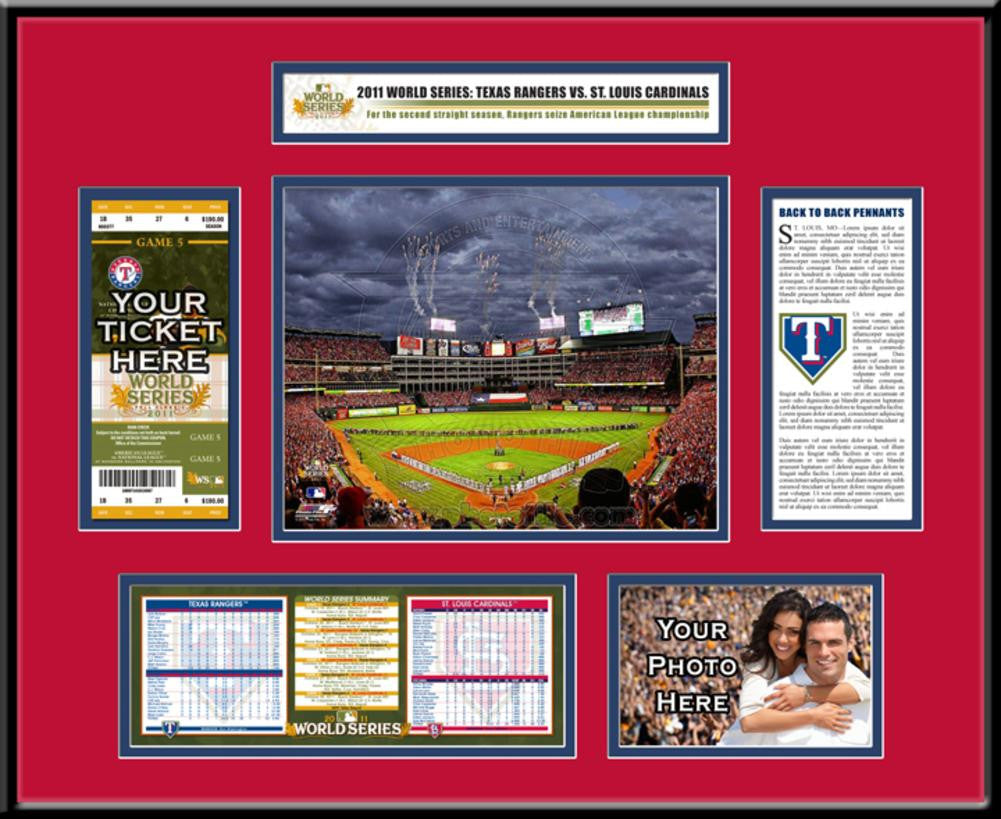 2011 MLB World Series Ticket Frame - Texas Rangers