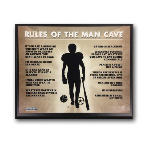 Sports Man Cave Rules 8x10 Plaque  One size  Black