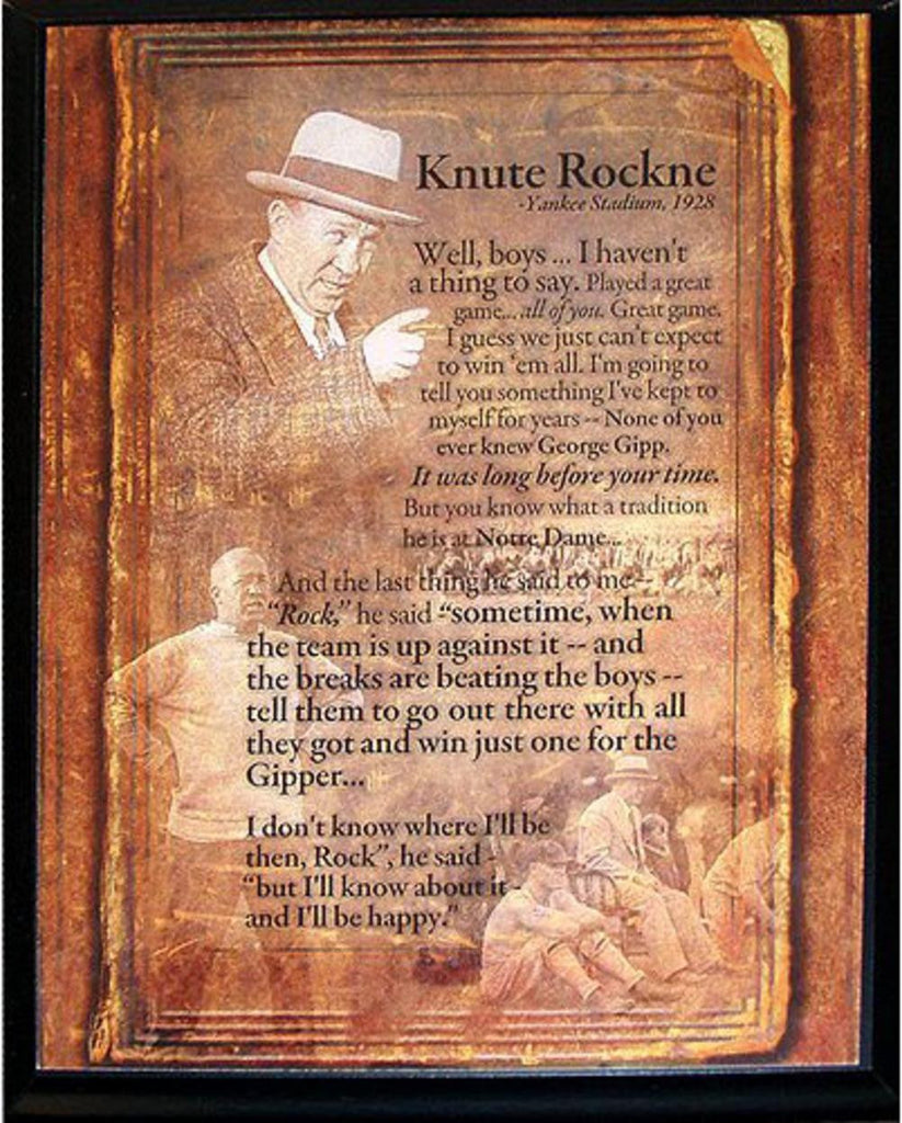 8x10 Knute Rockne Speech Plaque