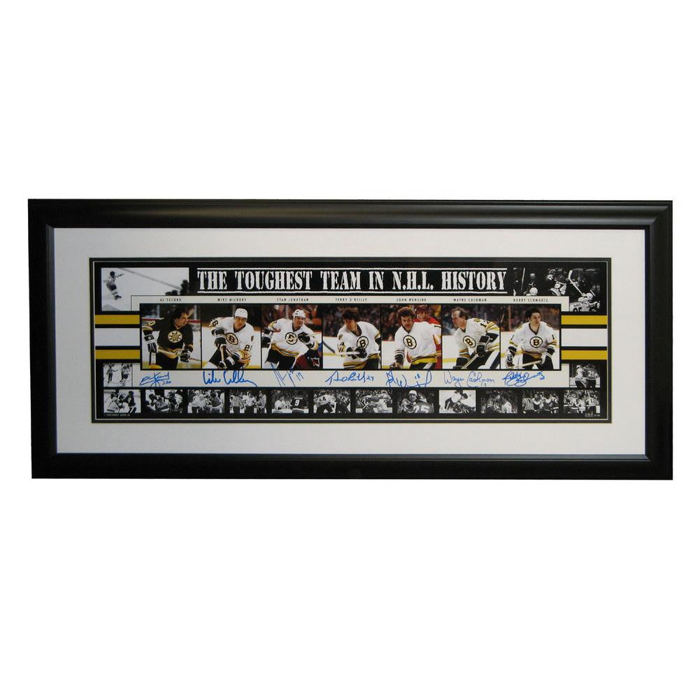 Autographed Boston Bruins 10-By-30 Inch Framed Panoramic Photo Toughest Team In NHL History