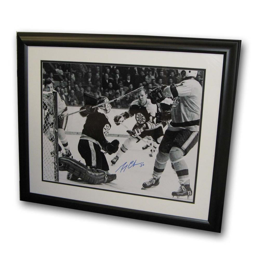 Gerry Cheevers Autographed Framed 16X20 Photo.