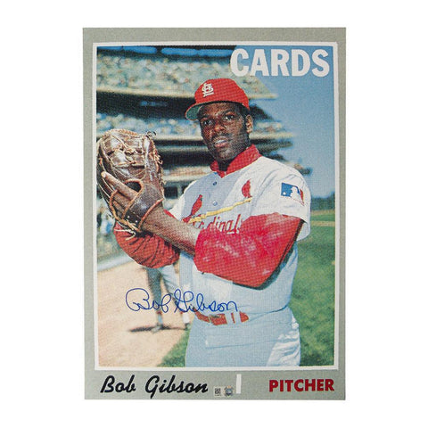 Autographed Bob Gibson 1970 Topps Baseball Card Blow Up 10x14 Reprint