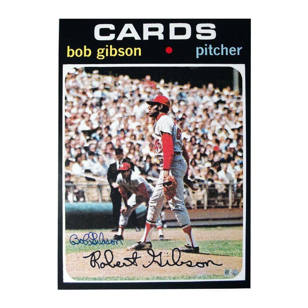 Autographed Bob Gibson 1971 Topps Baseball Card Blowup 10x14 Reprint.