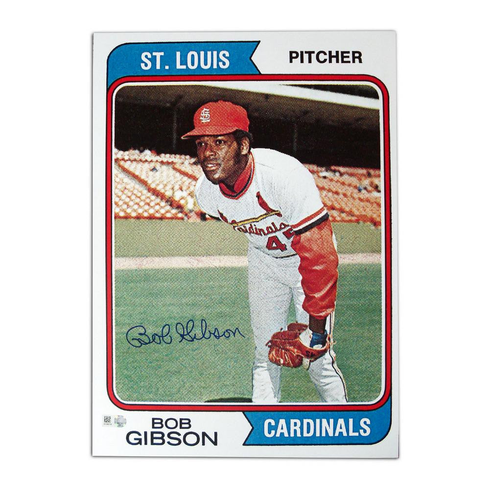 Autographed Bob Gibson 1974 Topps Baseball Card Blowup 10x14 Unframed Reprint.
