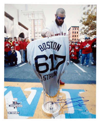 Autographed Jonny Gomes 16x20 Unframed Boston Marathon Finish Line Photo