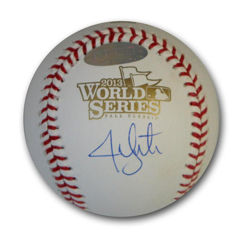 Jon Lester autographed 2013 World Series baseball.