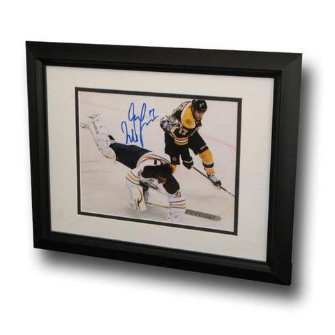 Boston Bruins Milan Lucic Autographed 8x10 Hitting Ryan Miller Photo