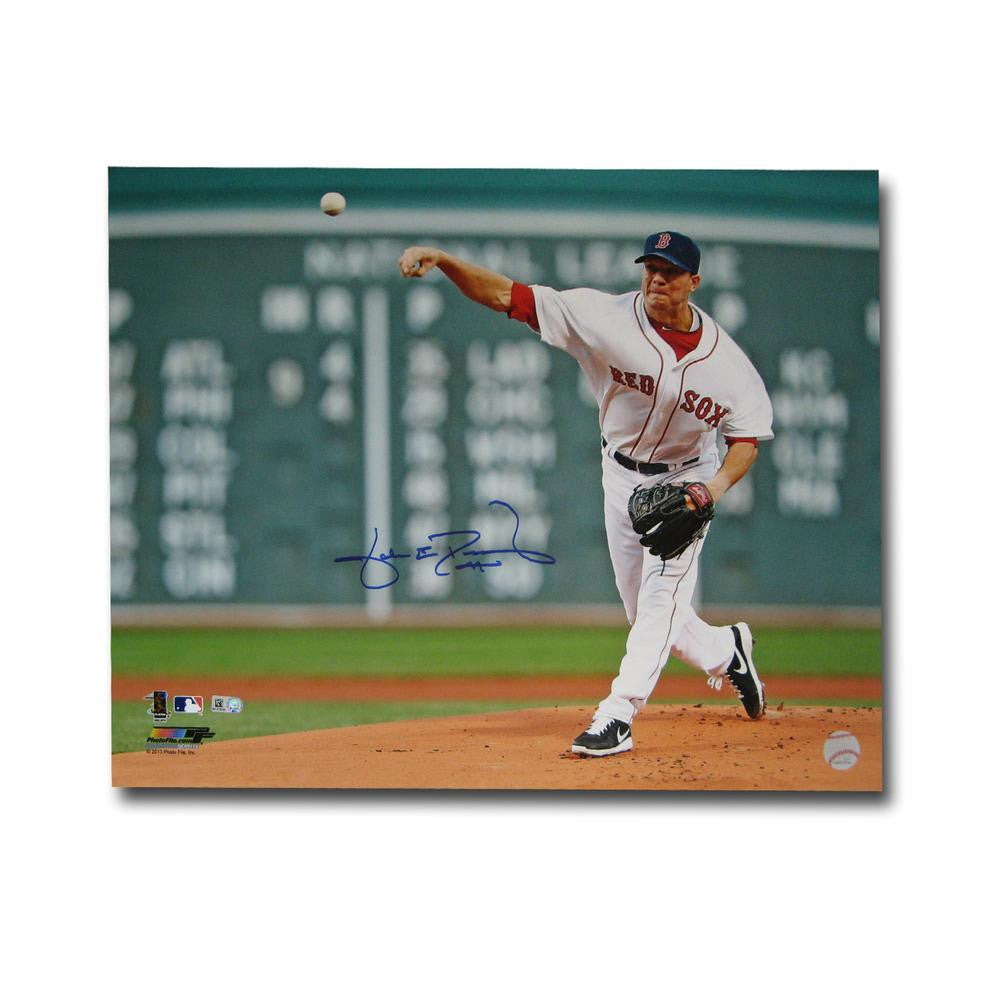 Autographed Jake Peavy 16x20 unframed Boston Red Sox photo.