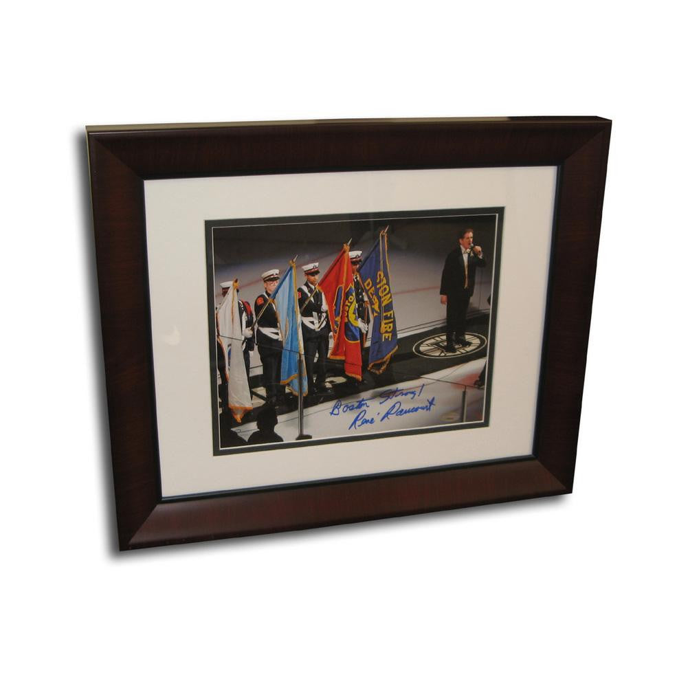 Autographed Rene Rancourt 8X10 framed photo inscribed Boston Strong. Sports Images is giving ALL the profits and more and this event