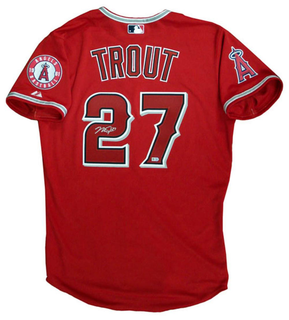 Mike Trout Authentic Red Jersey Autographed