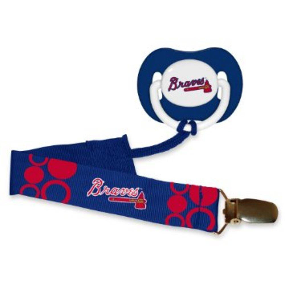 Pacifier With Clip - Atlanta Braves
