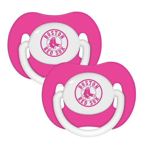 2 Pack Pink Pacifiers - Boston Red Sox