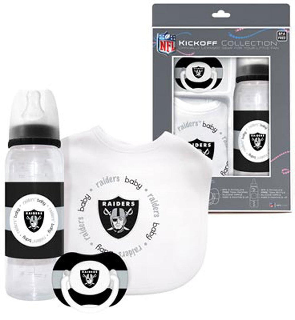 Oakland Raiders Bib, Bottle and Pacifier Gift Set