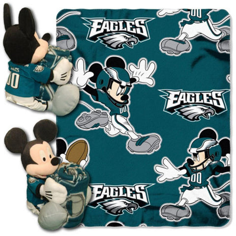 NFL Philadelphia Eagles Mickey Mouse Pillow with Fleece Throw Blanket Set