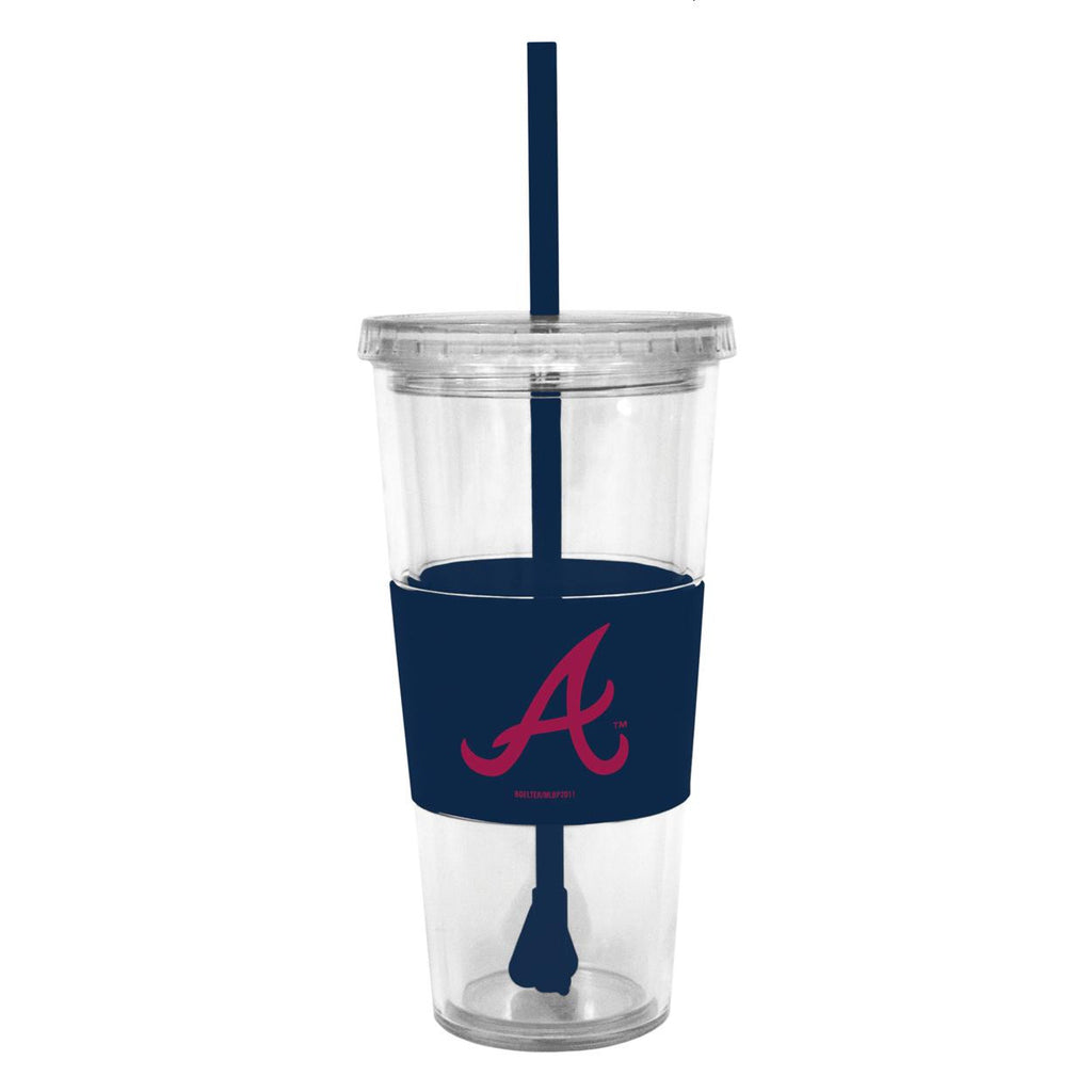Lidded Cold Cup With Straw - Atlanta Braves