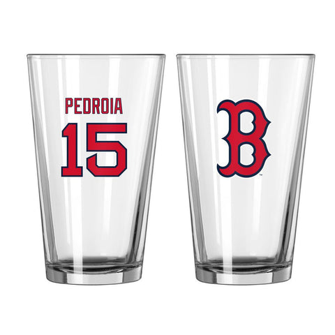 Boelter 16-Ounce Clear Pint Glass - MLB Boston Red Sox Dustin Pedroia