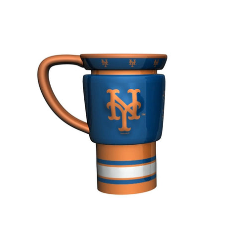 MLB 16oz sculpted travel mug. New York Mets