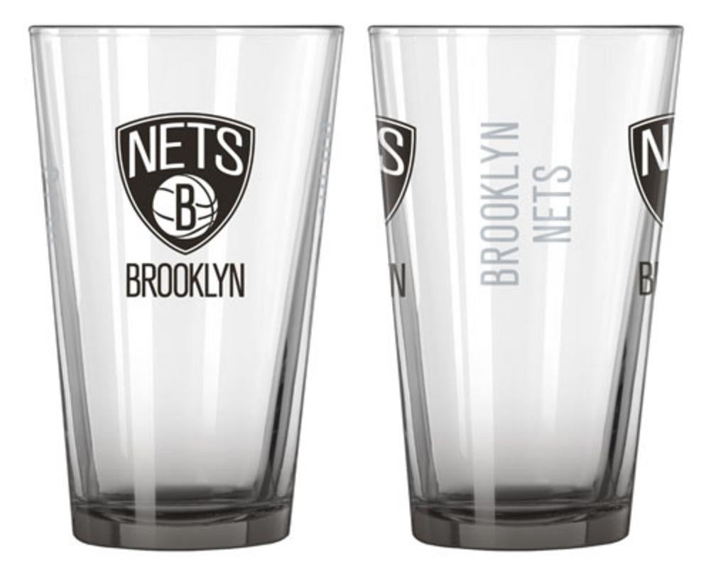 NBA Brooklyn Nets Pint Glass Set (Pack of 2)  16-Ounce