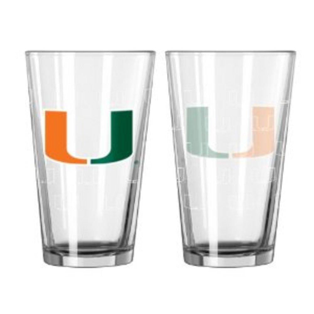 Boelter 16-Ounce Satin Etch Pint Glass - NCAA University of Miami