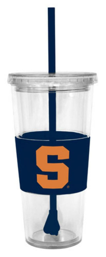 NCAA Syracuse Orangemen 22 Ounce Insulated Tumbler With Rubber Sleeve And Stir Straw